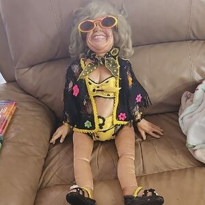 Playful Granny Doll with Yellow and Black Outfit